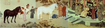 Lang glänzender Tribut von Pferden Chinesischer Kunst Ölgemälde